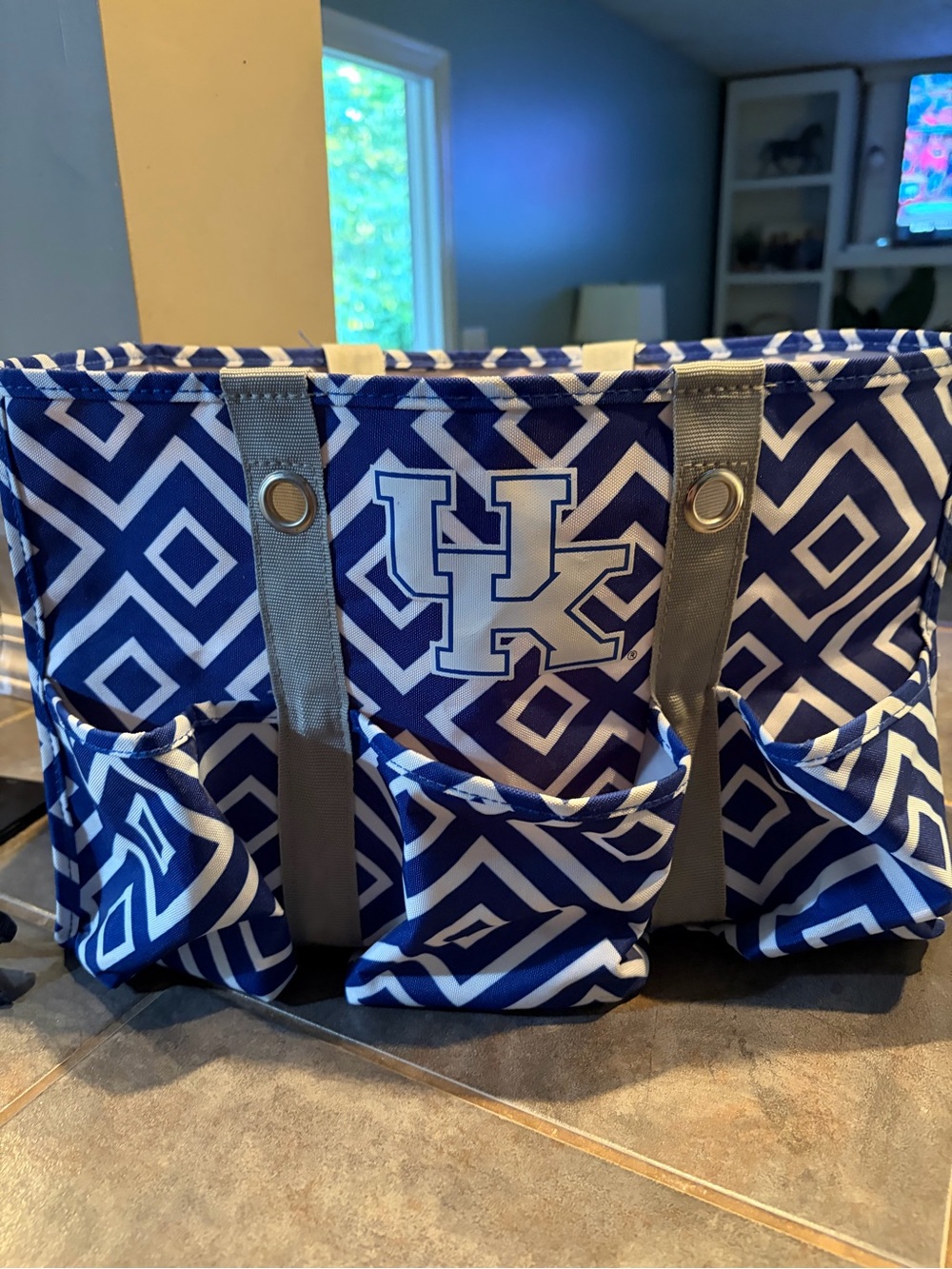 Logo Athletic Kentucky Wildcat Blue and White Geometric Tote